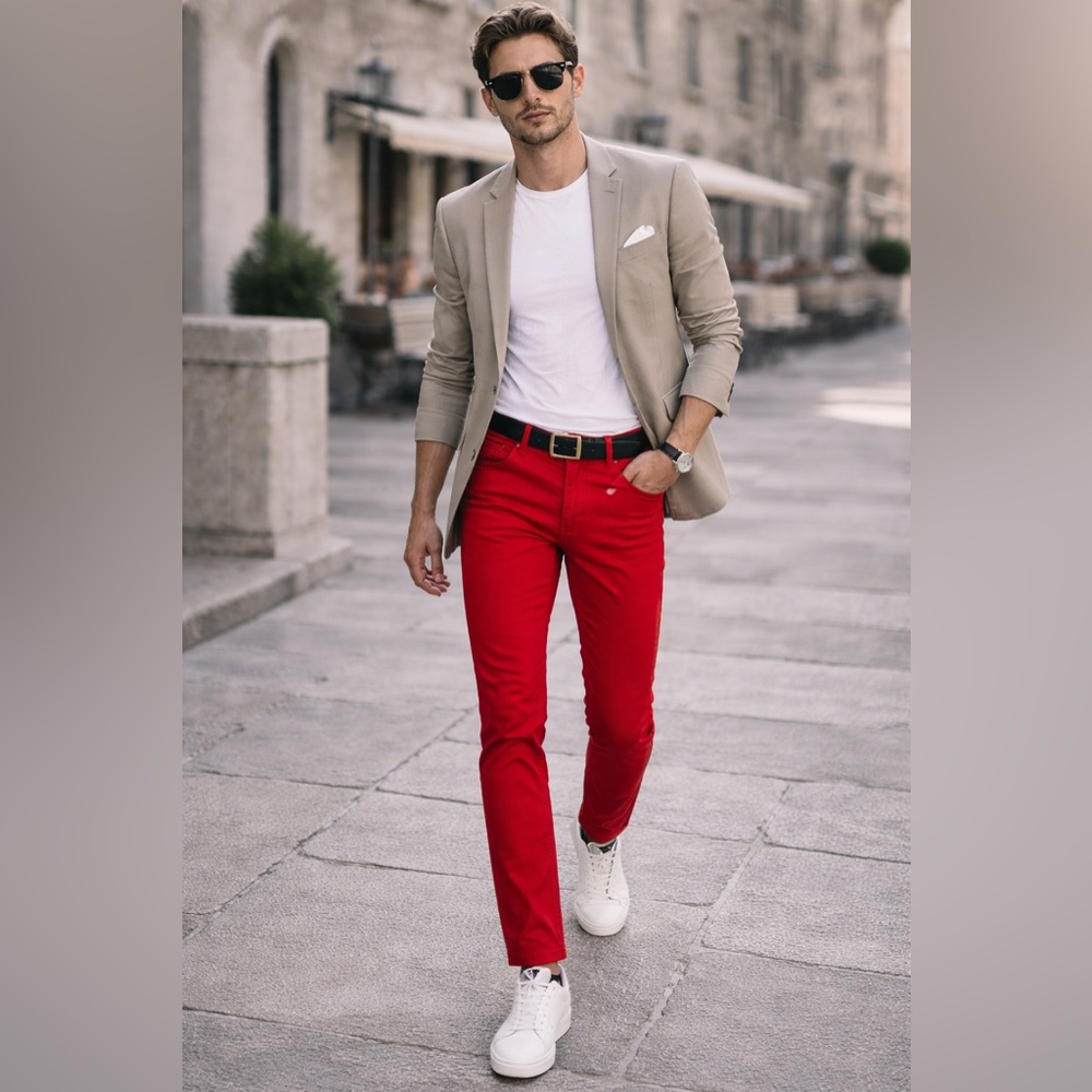 Vassari Red Pants Men Size 40